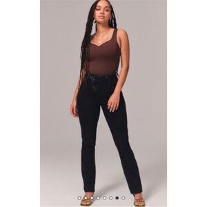 Abercrombie 90s Slim Straight Black Criss Cross High Rise Size 25 / 0 Short